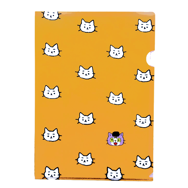 【猫ピッチャー】クリアファイル（オレンジ・顔）（1枚）